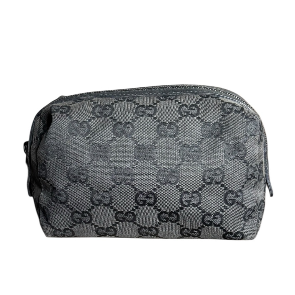 Gucci GG Supreme Black Canvas Cosmetic Pouch Travel Case Bag